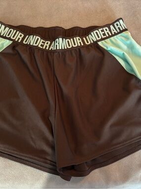 Under Armour Women's Brown Athletic Shorts with Mint Accents